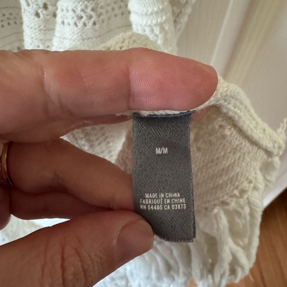 Aerie‎ White Crochet Long Fringe Vest Size Medium - Picture 5 of 8